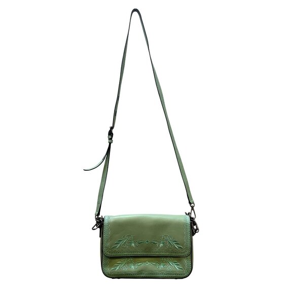 Lodis Embossed Mint Green Leather Crossbody Bag - Picture 6 of 7